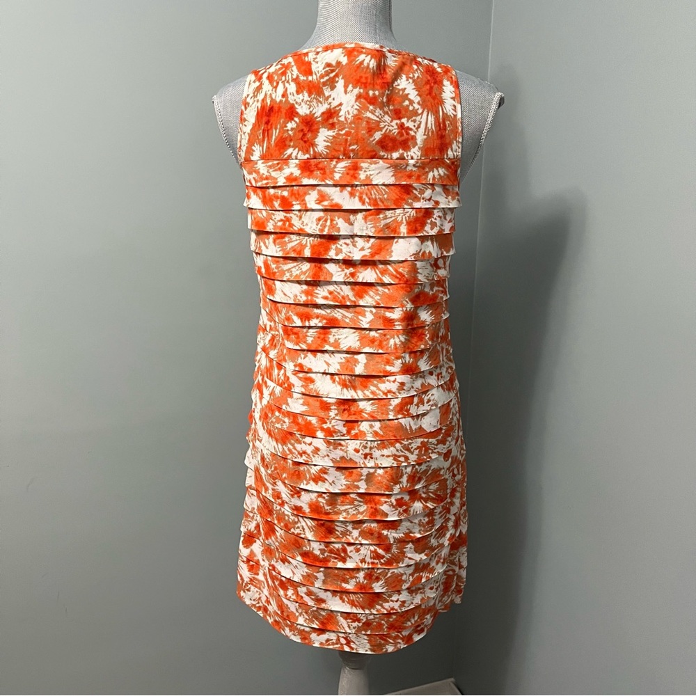 MICHAEL MICHAEL KORS size 2 sleeveless layered orange cocktail print dress - Picture 5 of 9